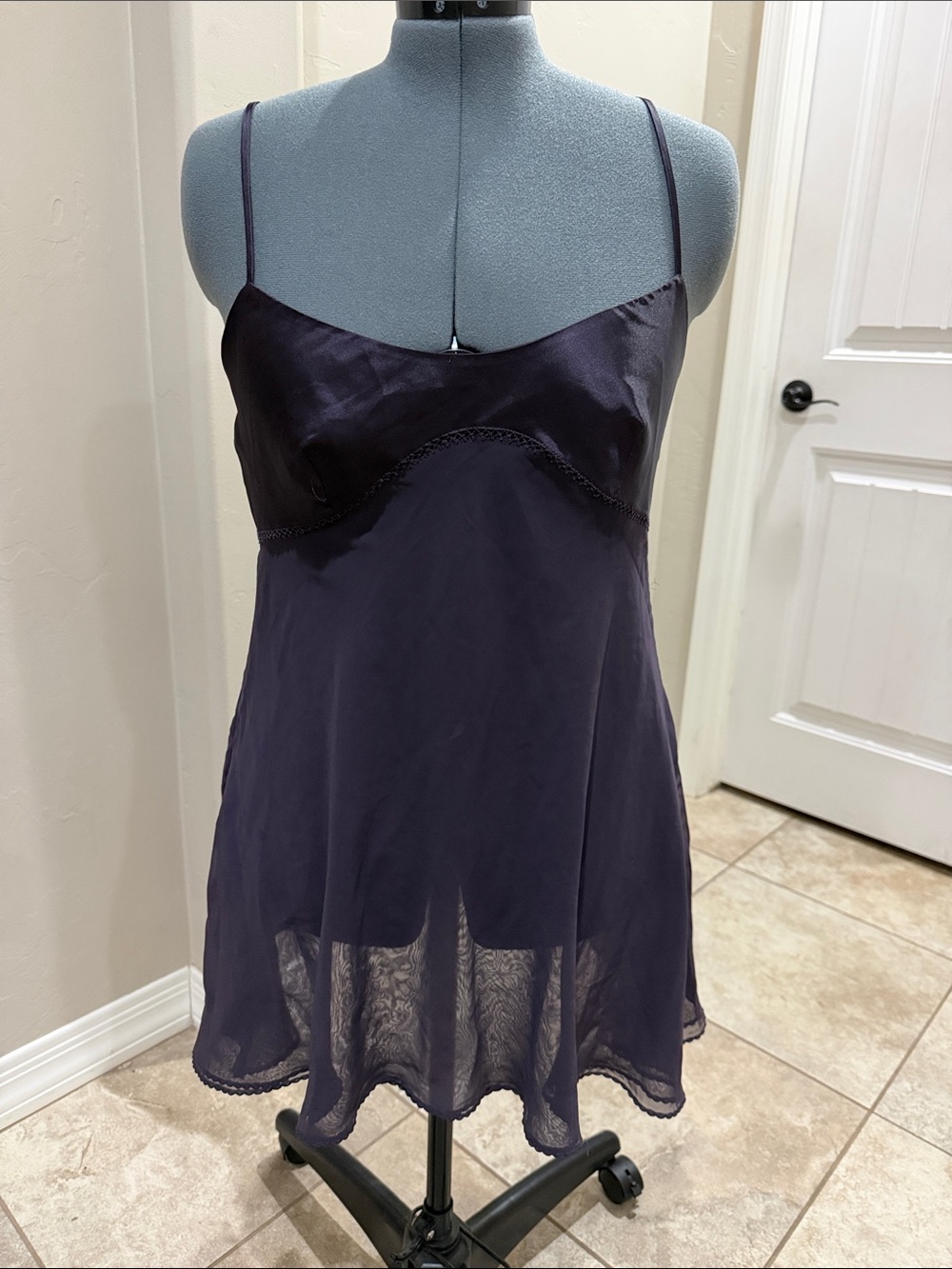 Victoria's Secret Deep Purple Satin & Chiffon Slip Chemise